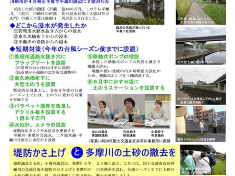 水害をくり返さないために「革新のひろば」高津区版を発行しました
